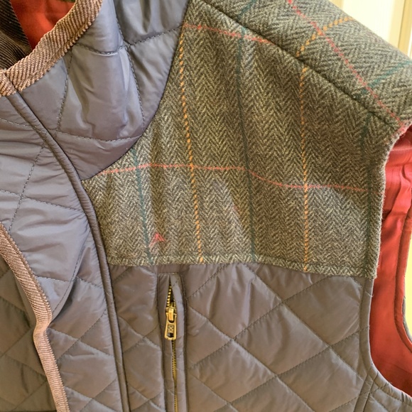 Vince Camuto Mens Quilted Vest Size Large Navy Quilted with Plaid-patterned yoke - Picture 8 of 8